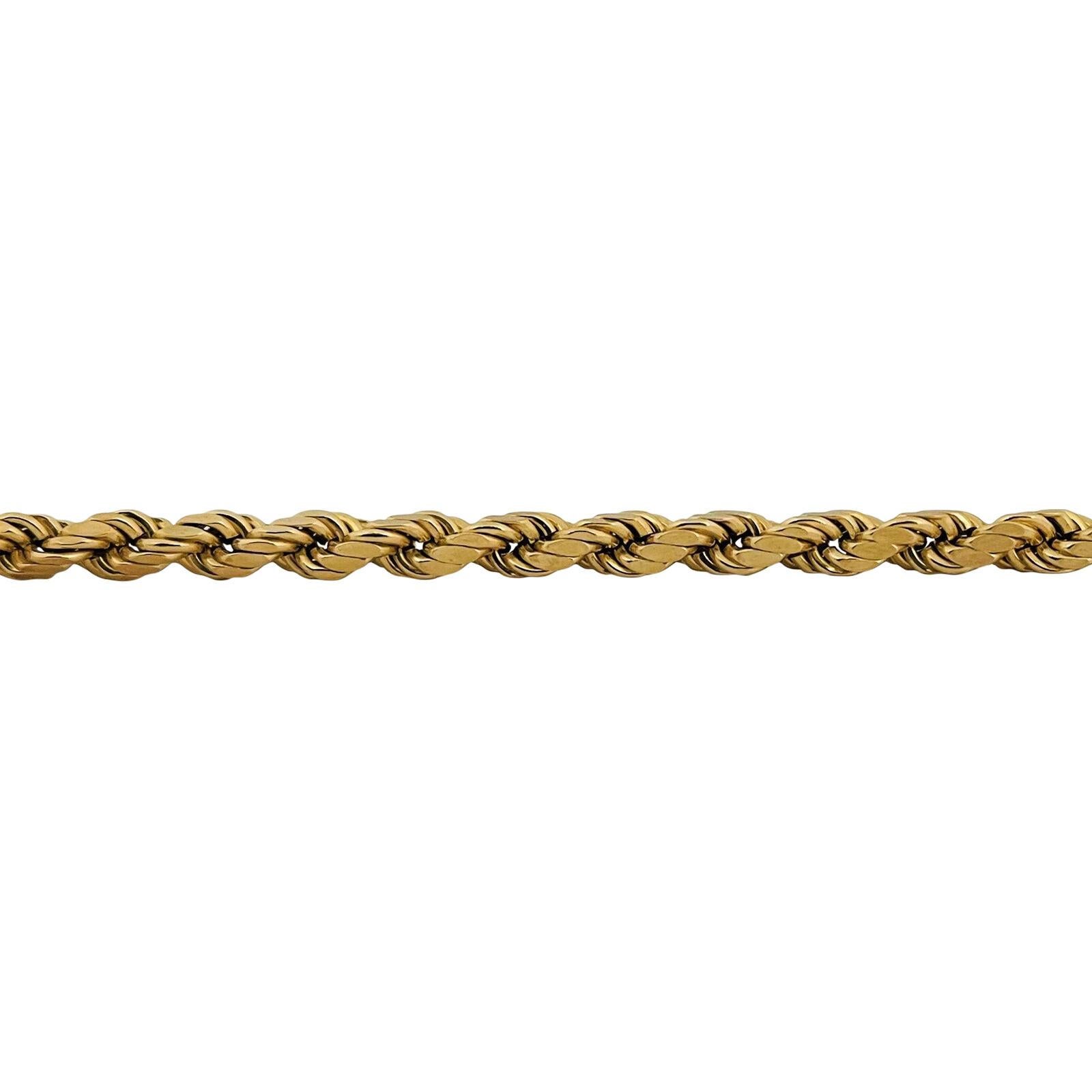 Women's or Men's 14 Karat Yellow Gold Hollow Light Diamond Cut Rope Chain Necklace