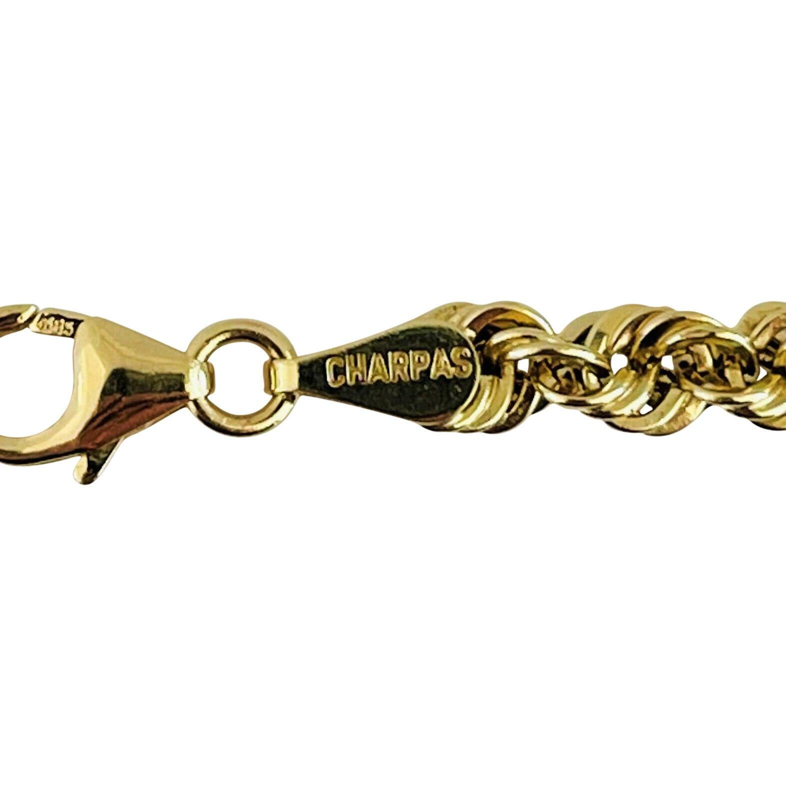Women's or Men's 14 Karat Yellow Gold Hollow Light Diamond Cut Rope Chain Necklace Peru