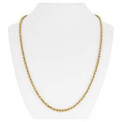 14 Karat Yellow Gold Hollow Light Diamond Cut Rope Chain Necklace Peru