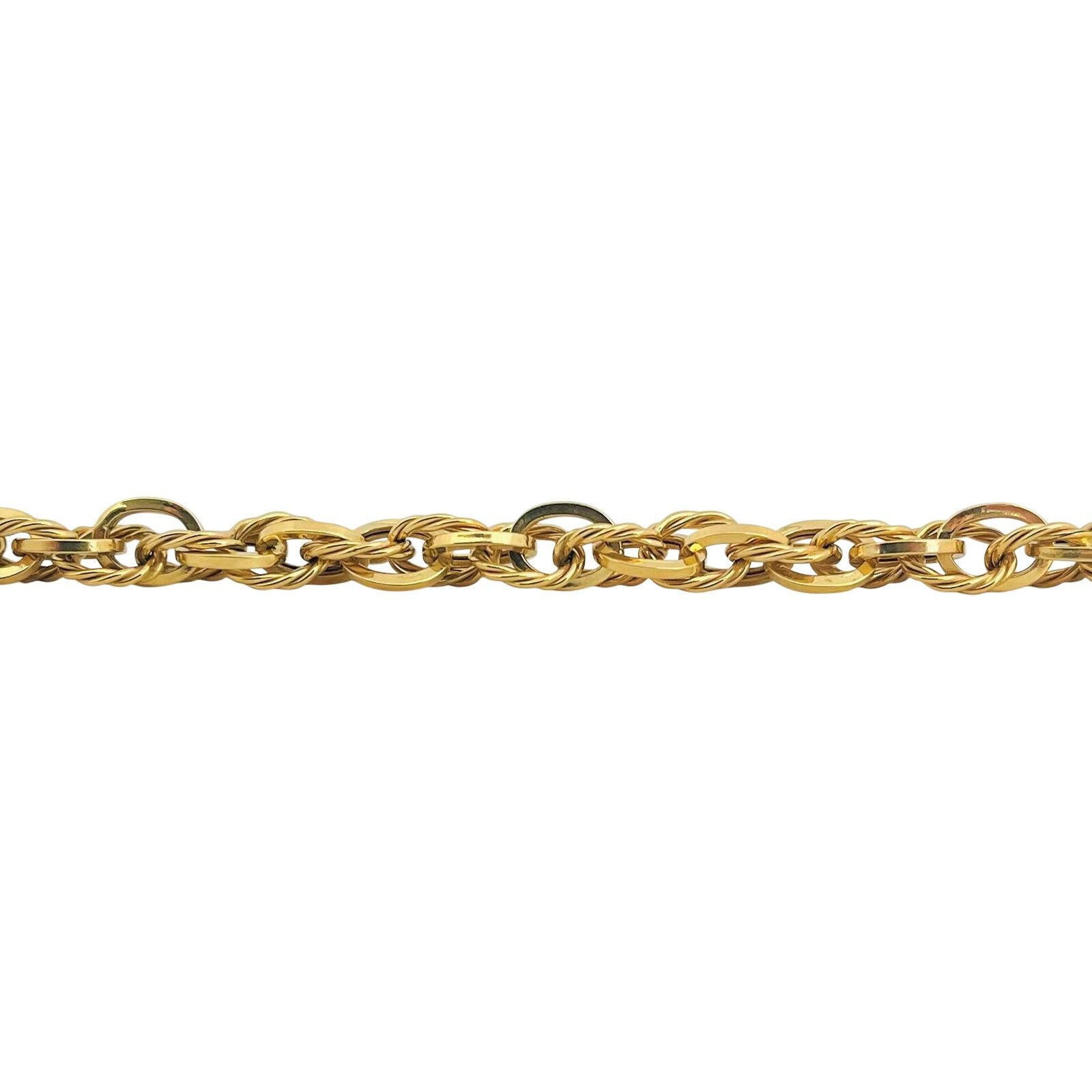 14 Karat Yellow Gold Hollow Light Fancy Twisted Cable Link Bracelet Italy In Good Condition In Guilford, CT
