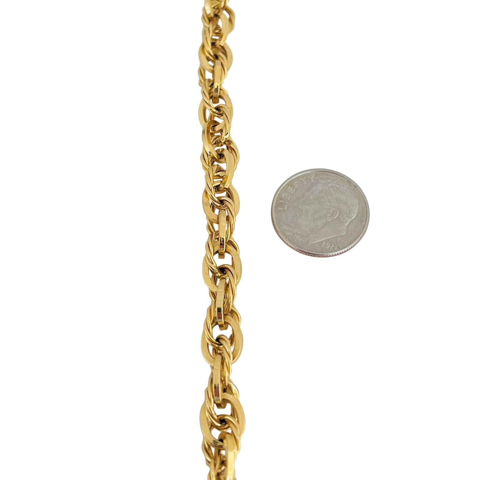 Women's or Men's 14 Karat Yellow Gold Hollow Light Fancy Twisted Cable Link Bracelet Italy