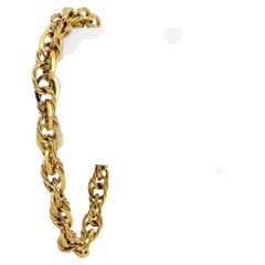 14 Karat Yellow Gold Hollow Light Fancy Twisted Cable Link Bracelet Italy