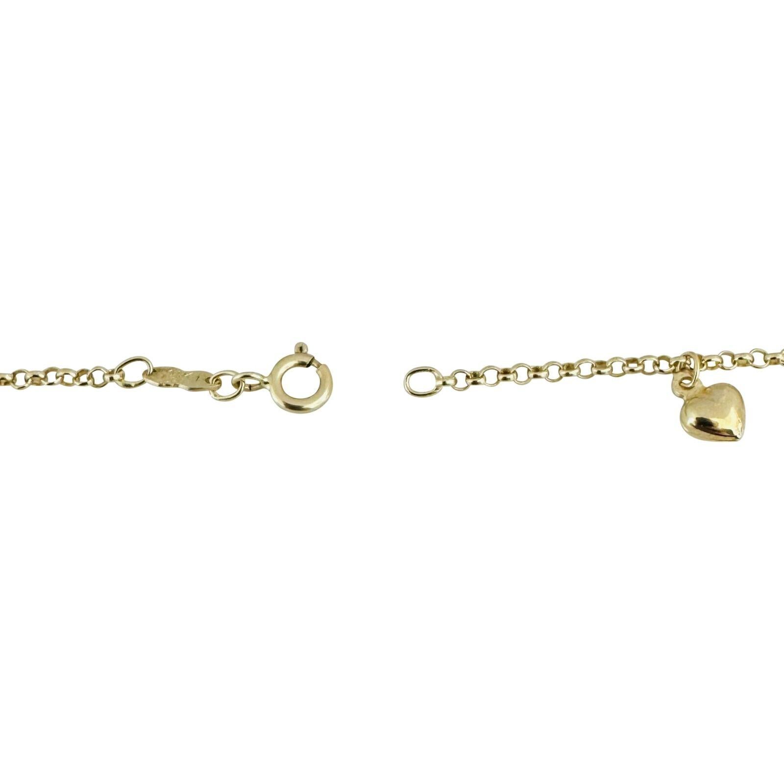 14 Karat Gelbgold Hohllicht-Schlüssel und Herz-Charm-Kabel-Gliederarmband 1