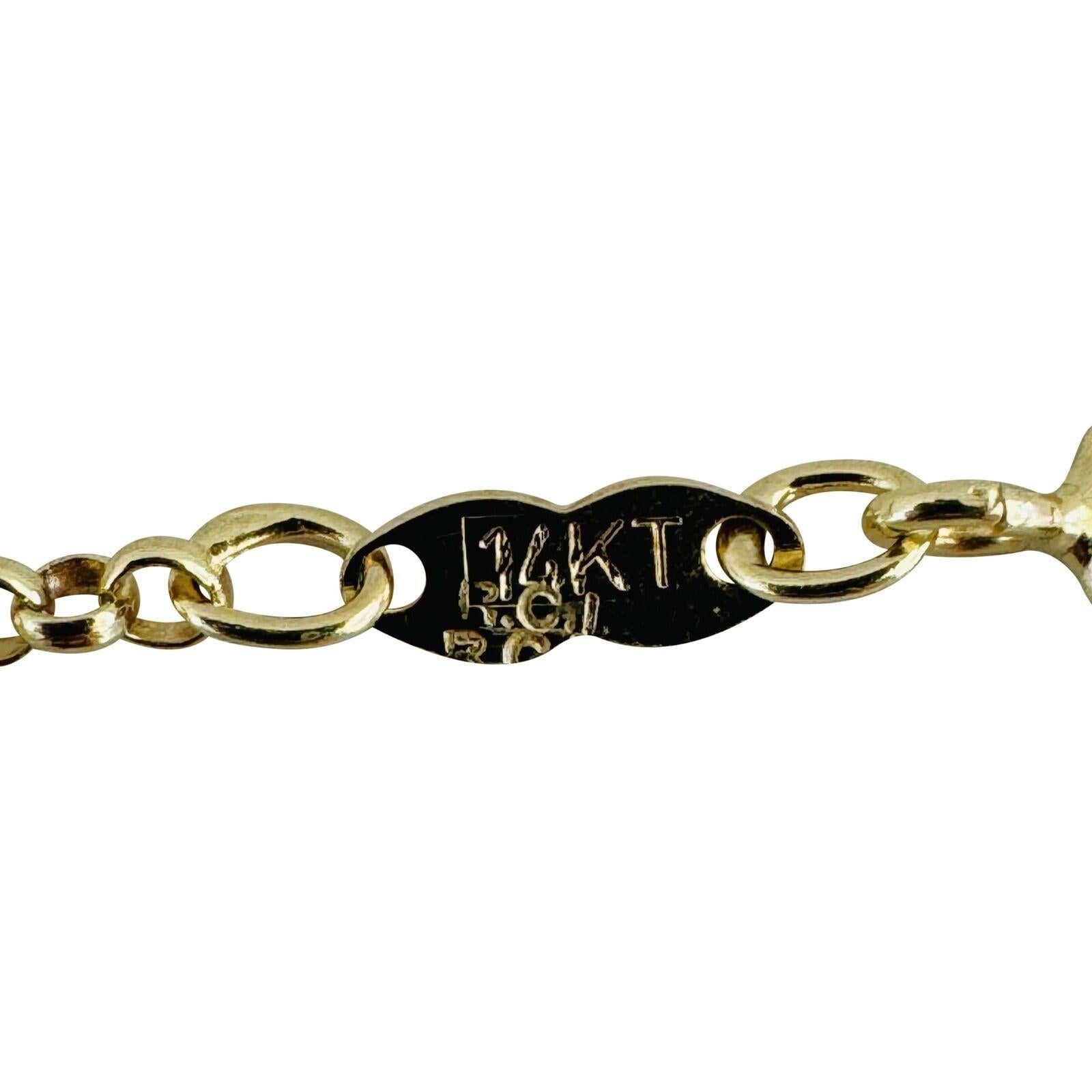 14 Karat Gelbgold Hohllicht-Schlüssel und Herz-Charm-Kabel-Gliederarmband 3