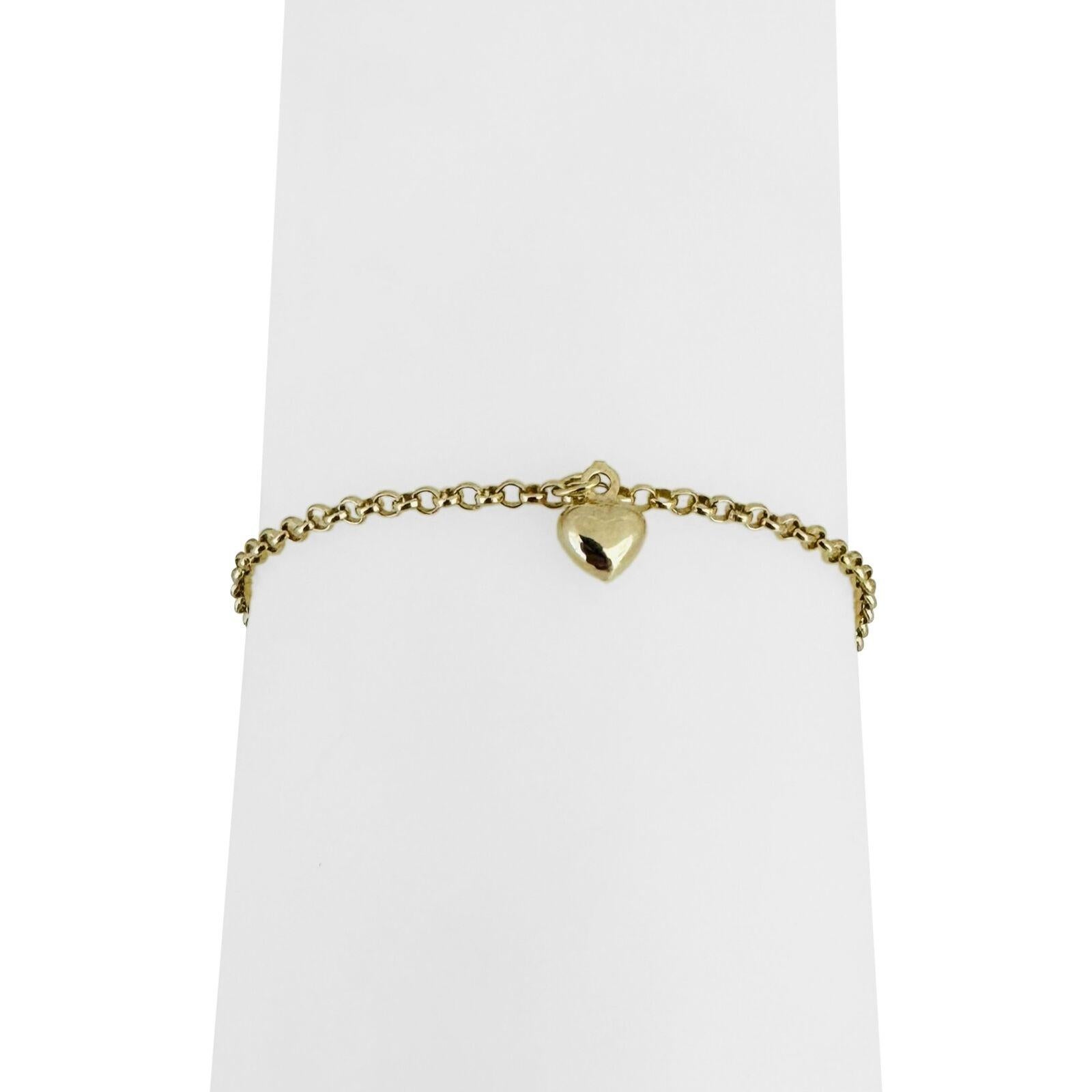 14 Karat Gelbgold Hohllicht-Schlüssel und Herz-Charm-Kabel-Gliederarmband 5