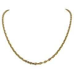 14 Karat Yellow Gold Hollow Light Mariner Gucci Link Chain Necklace 