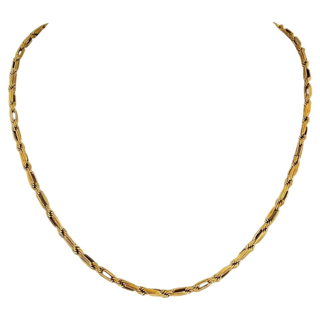 14 Karat Yellow Gold Hollow Light Open Link Rope Chain Necklace 