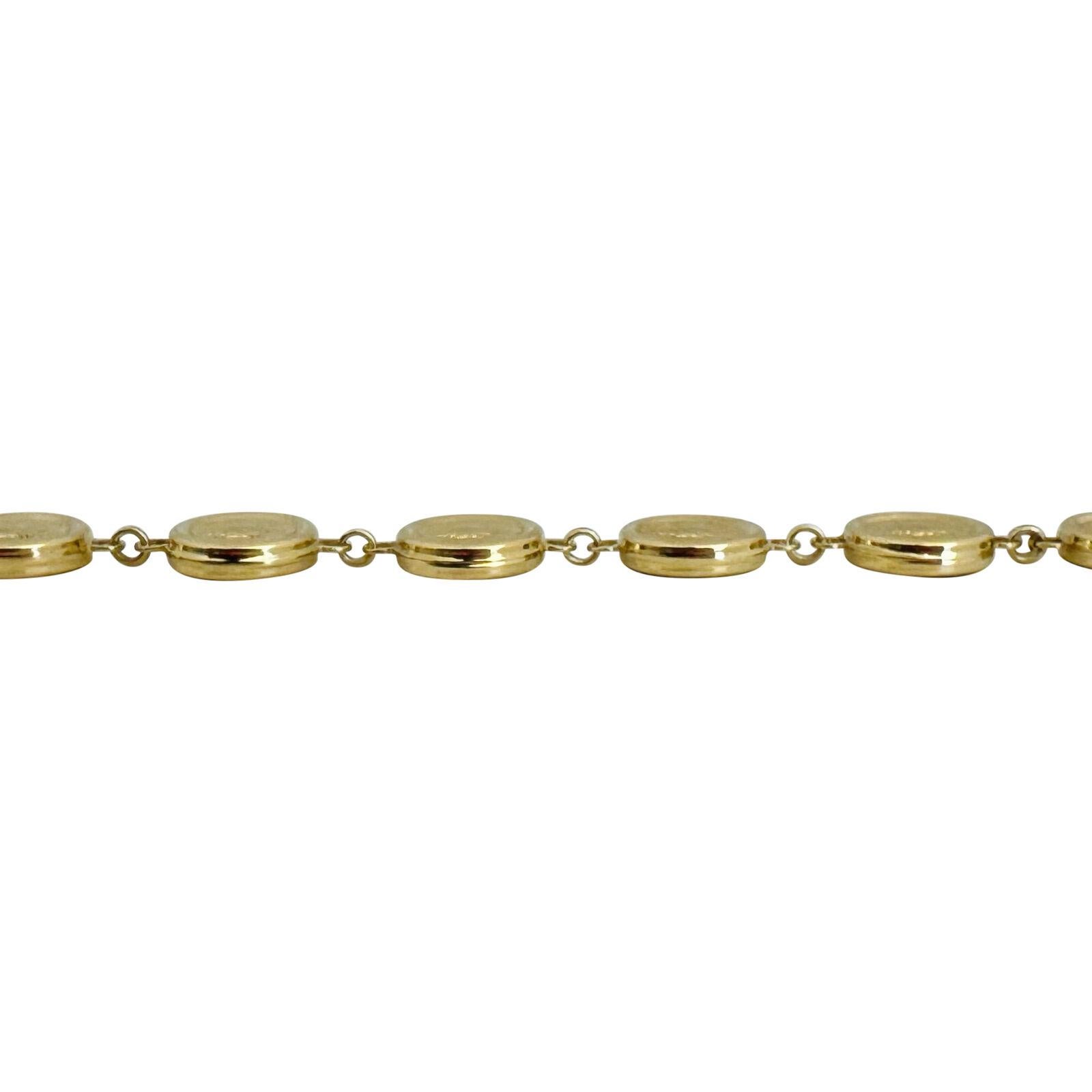 14 Karat Gelbgold Hohl-Leuchte römische Münze Gliederarmband Italien im Zustand „Gut“ in Guilford, CT