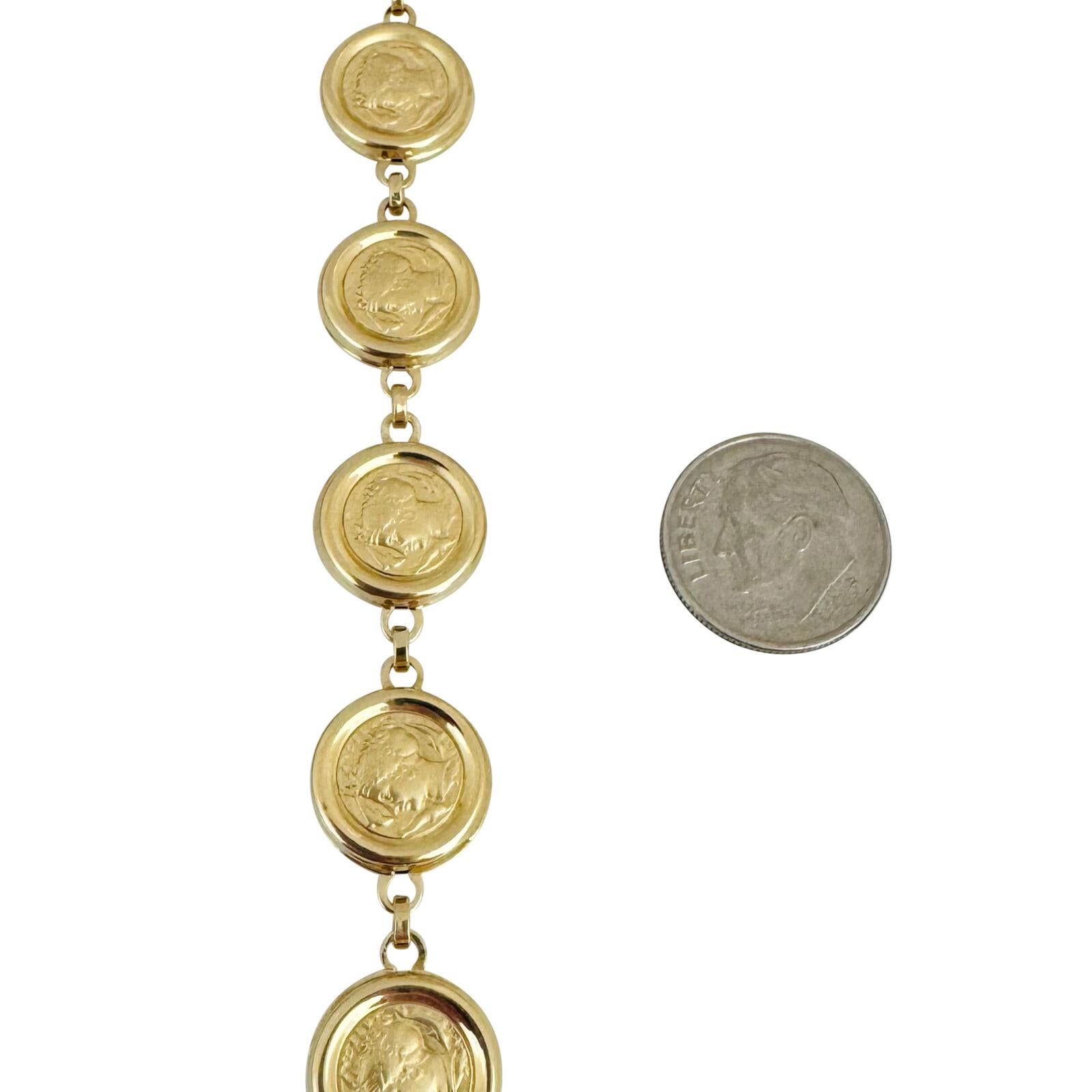 14 Karat Gelbgold Hohl-Leuchte römische Münze Gliederarmband Italien für Damen oder Herren