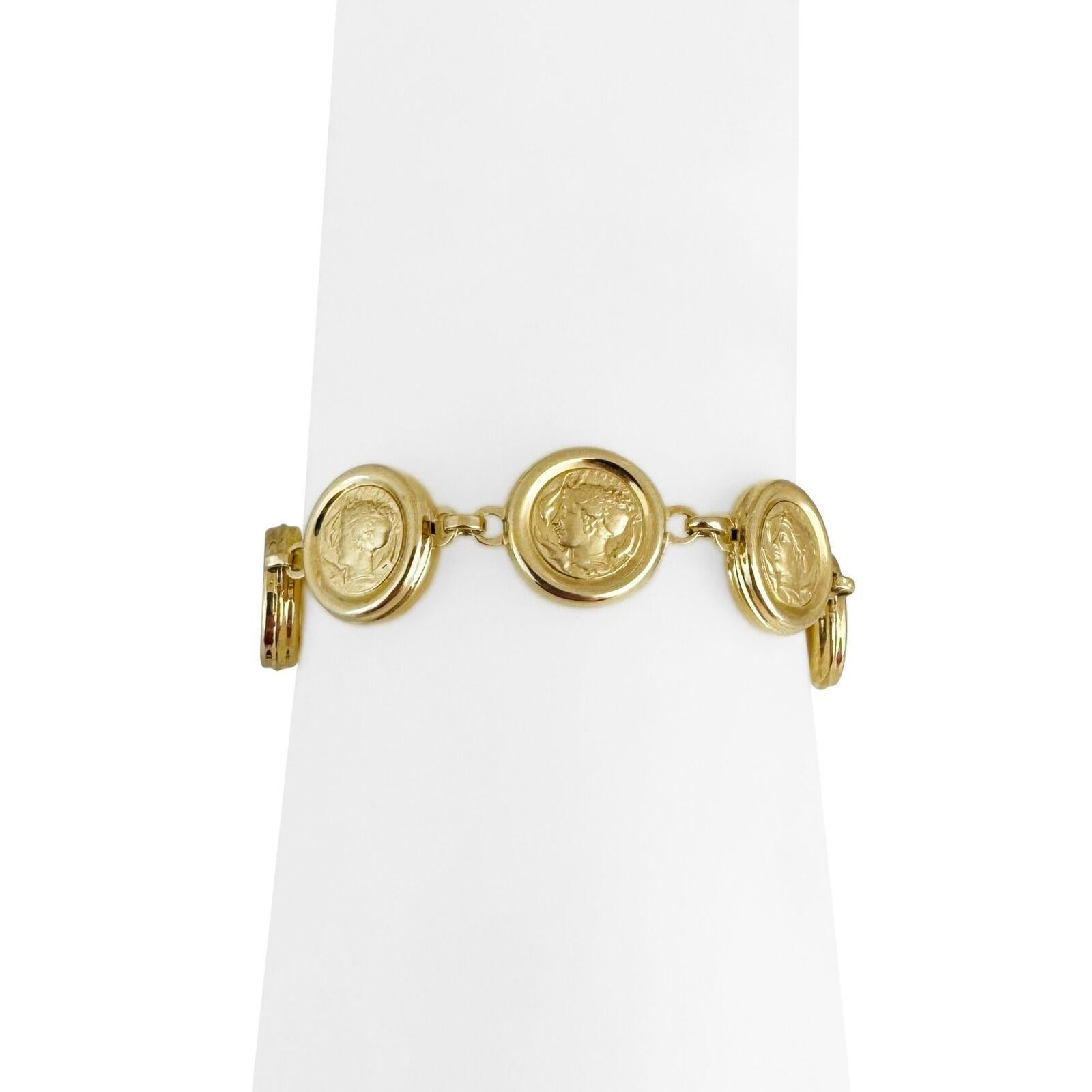 14 Karat Gelbgold Hohl-Leuchte römische Münze Gliederarmband Italien 3