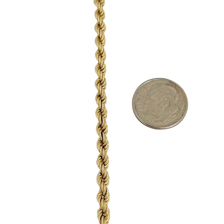 14 Karat Yellow Gold Hollow Light Rope Chain Necklace For Sale at 1stDibs