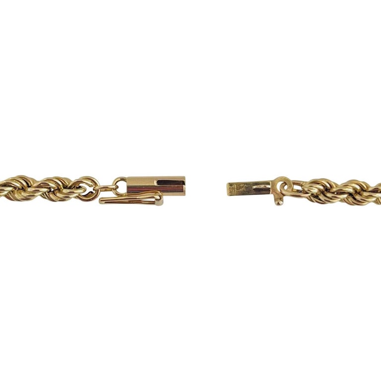 14 Karat Yellow Gold Hollow Light Rope Chain Necklace For Sale at 1stDibs