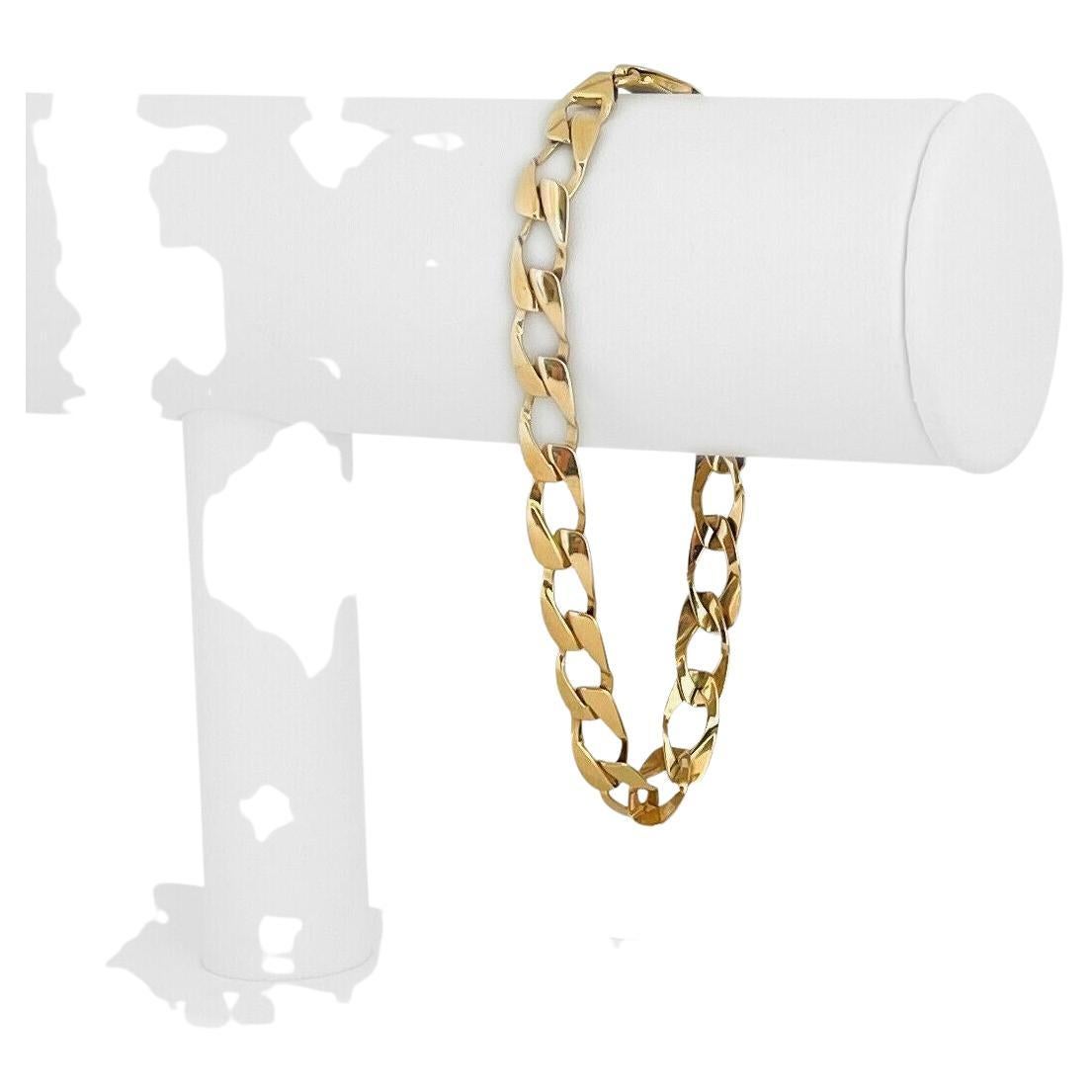 18 Karat Yellow Gold Italian Hollow Link Bracelet For Sale at 1stDibs
