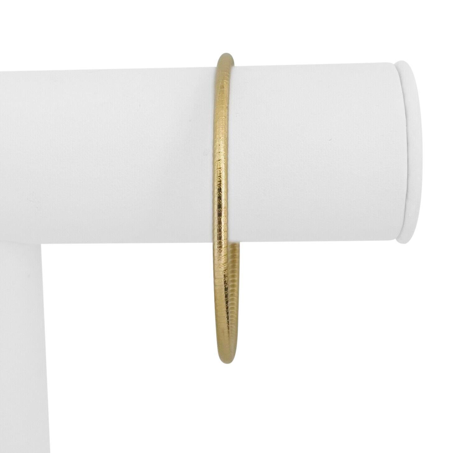 14k Yellow Gold 5.3g Hollow Light 3mm Textured Circle Bangle Bracelet 8