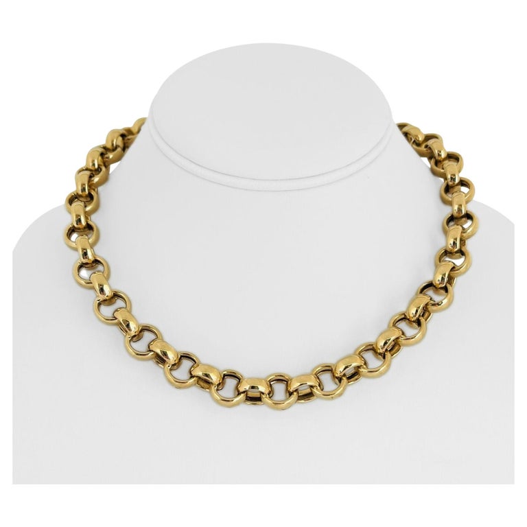 14 Karat Yellow Gold Hollow Light Thick Rolo Cable Link Chain Necklace ...