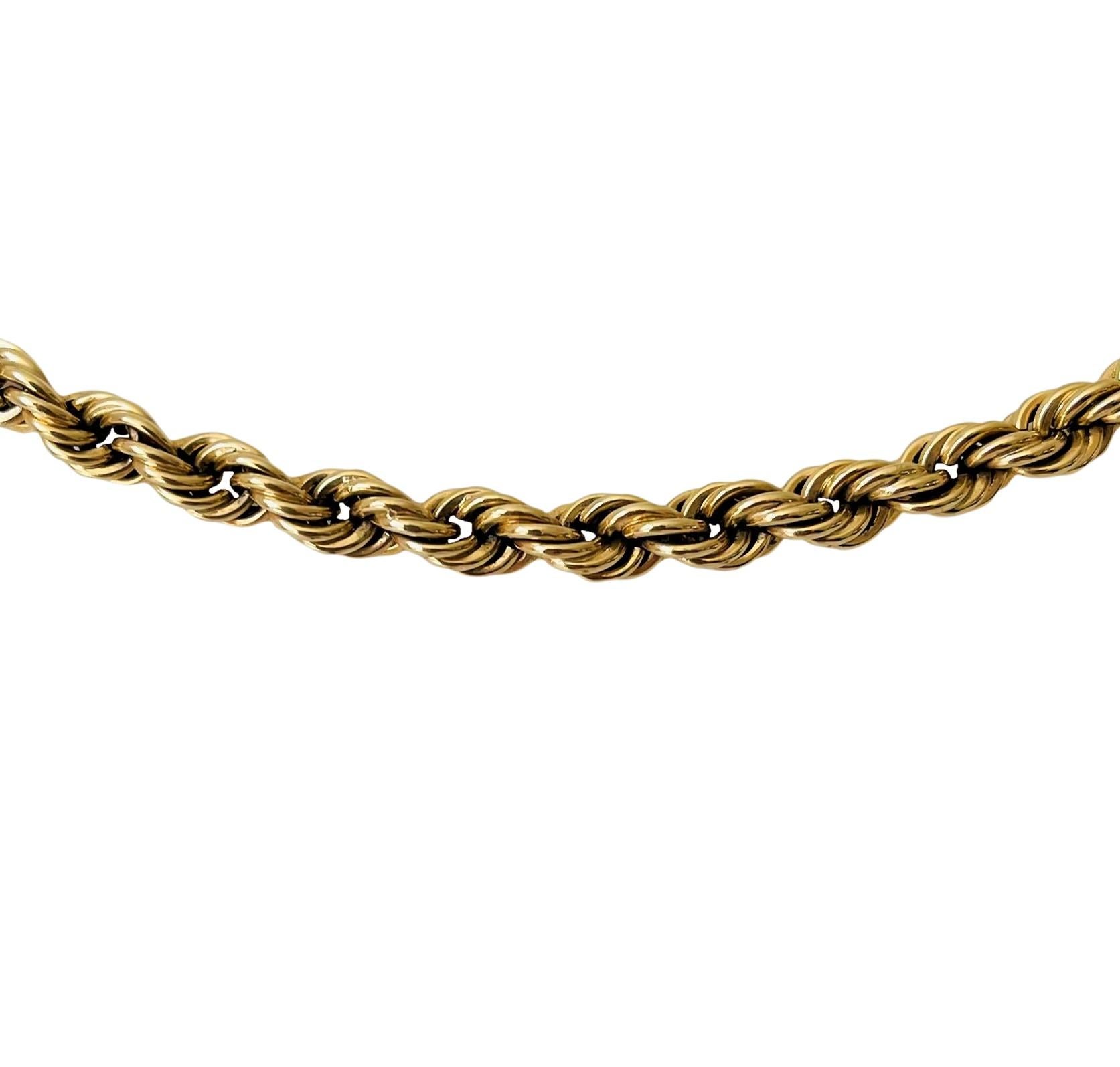 14 Karat Yellow Gold Hollow Long Rope Chain Necklace In Good Condition In Guilford, CT