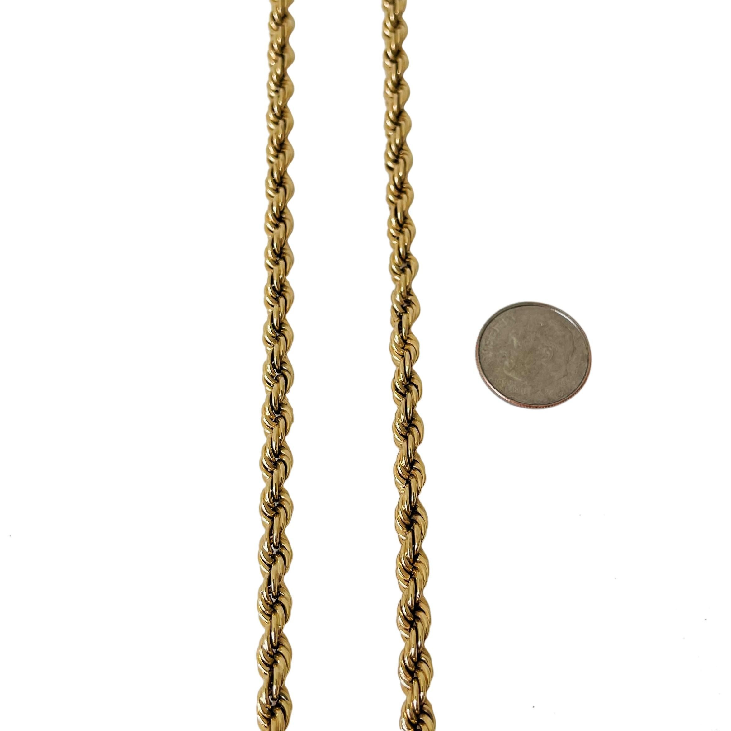 Women's or Men's 14 Karat Yellow Gold Hollow Long Rope Chain Necklace