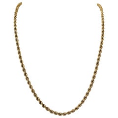 14 Karat Yellow Gold Hollow Long Rope Chain Necklace