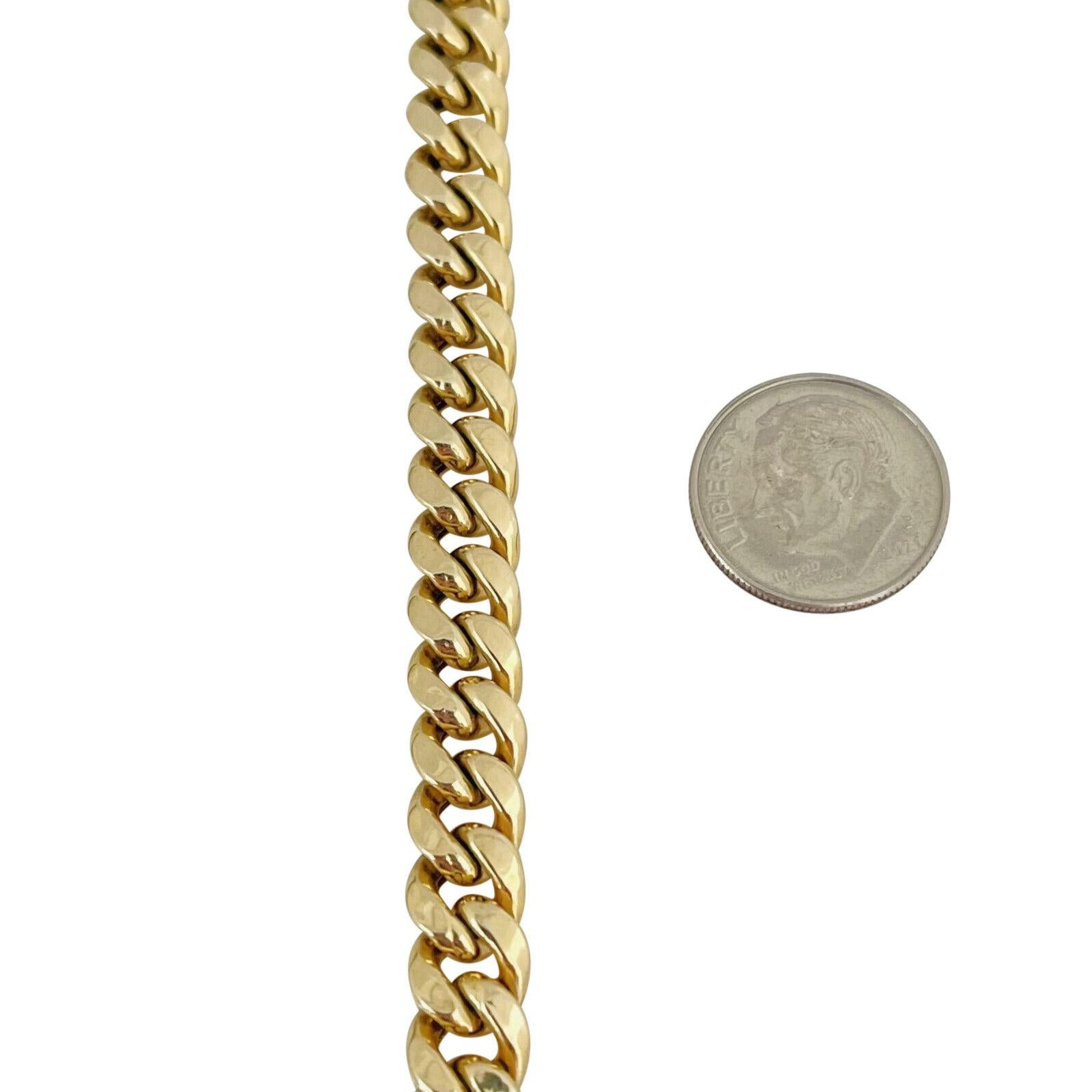 14 Karat Yellow Gold Hollow Men's Cuban Curb Link Bracelet For Sale 1