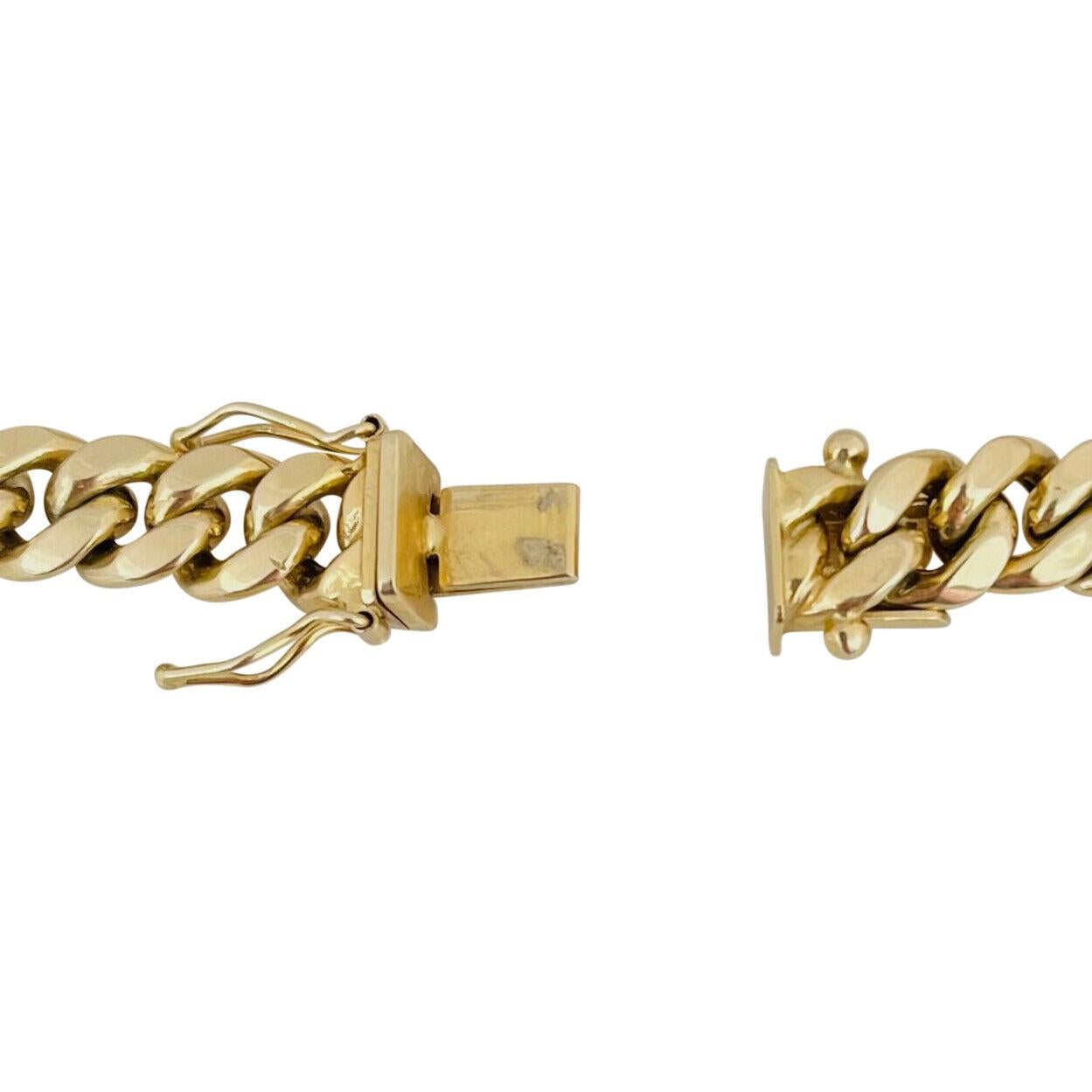 14 Karat Yellow Gold Hollow Men's Cuban Curb Link Bracelet For Sale 2