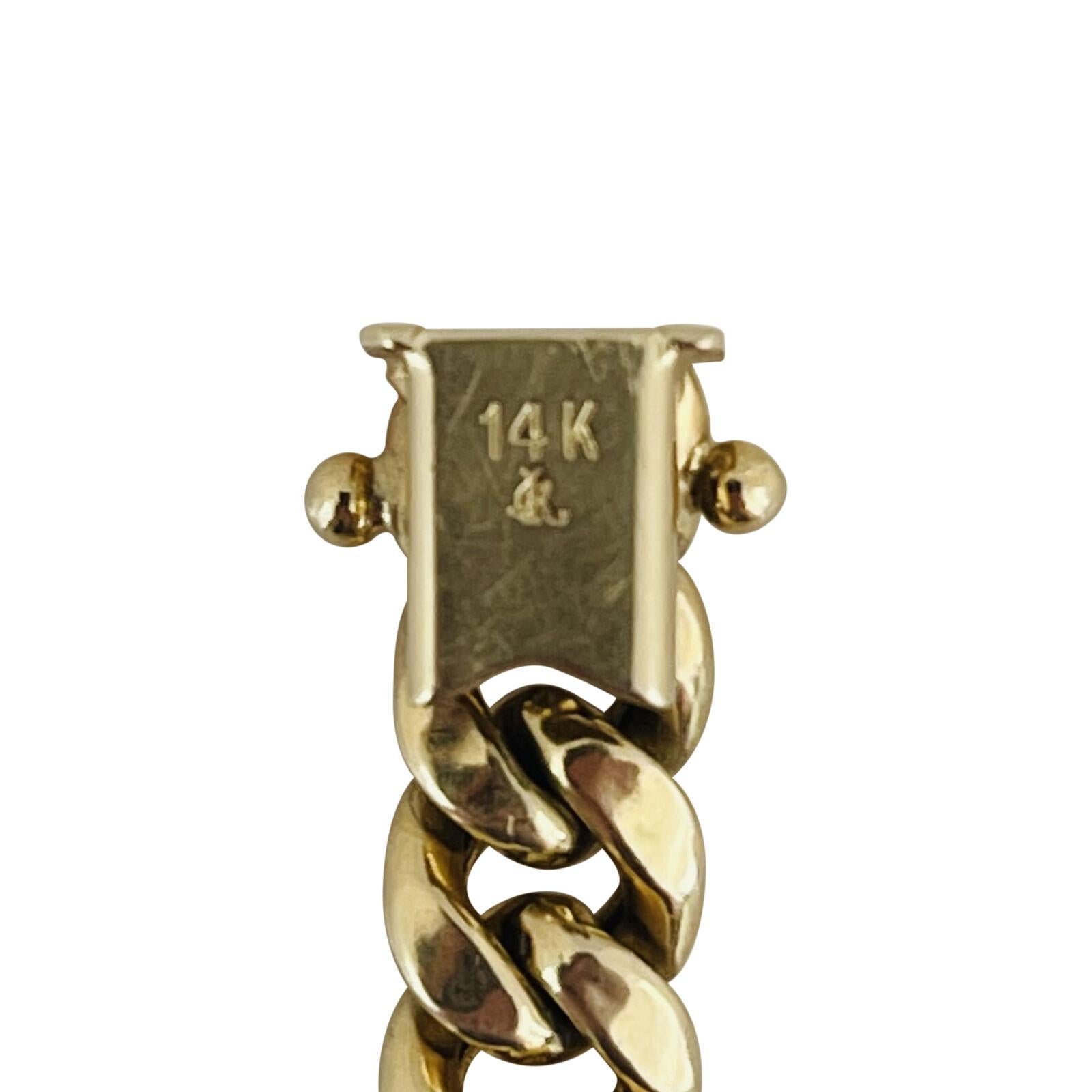 14 Karat Yellow Gold Hollow Men's Cuban Curb Link Bracelet For Sale 3