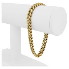 14 Karat Gelbgold Hohl-Gliederarmband mit kubanischem Curb