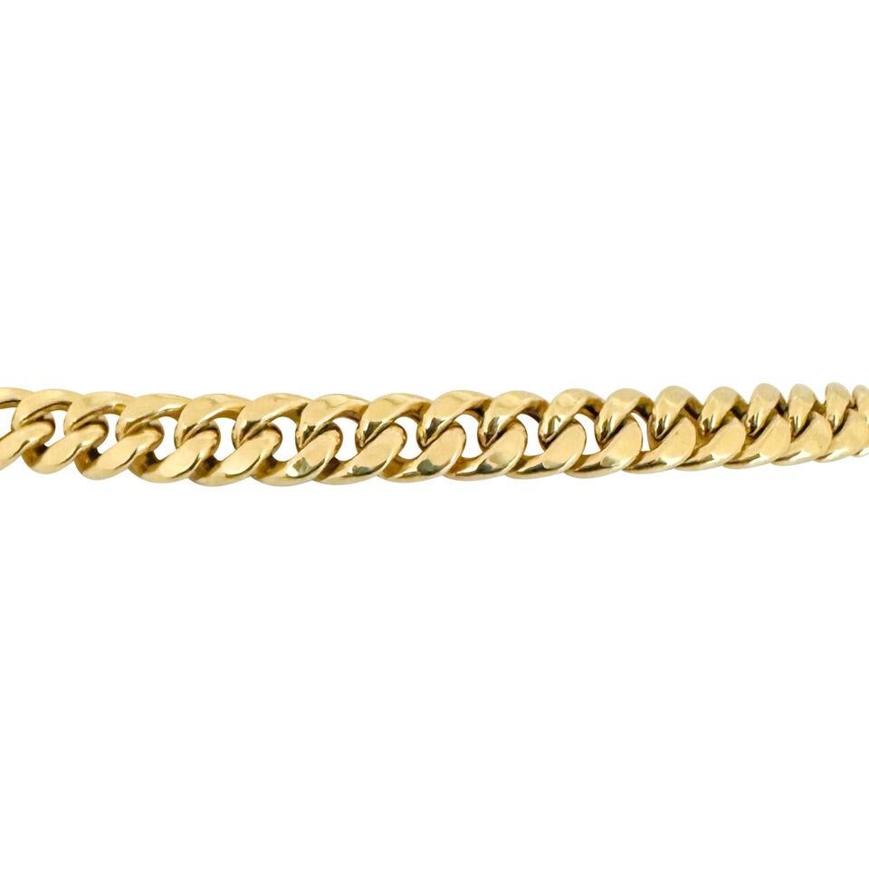 14 Karat Yellow Gold Hollow Men's Cuban Link Chain Necklace  In Good Condition For Sale In Guilford, CT