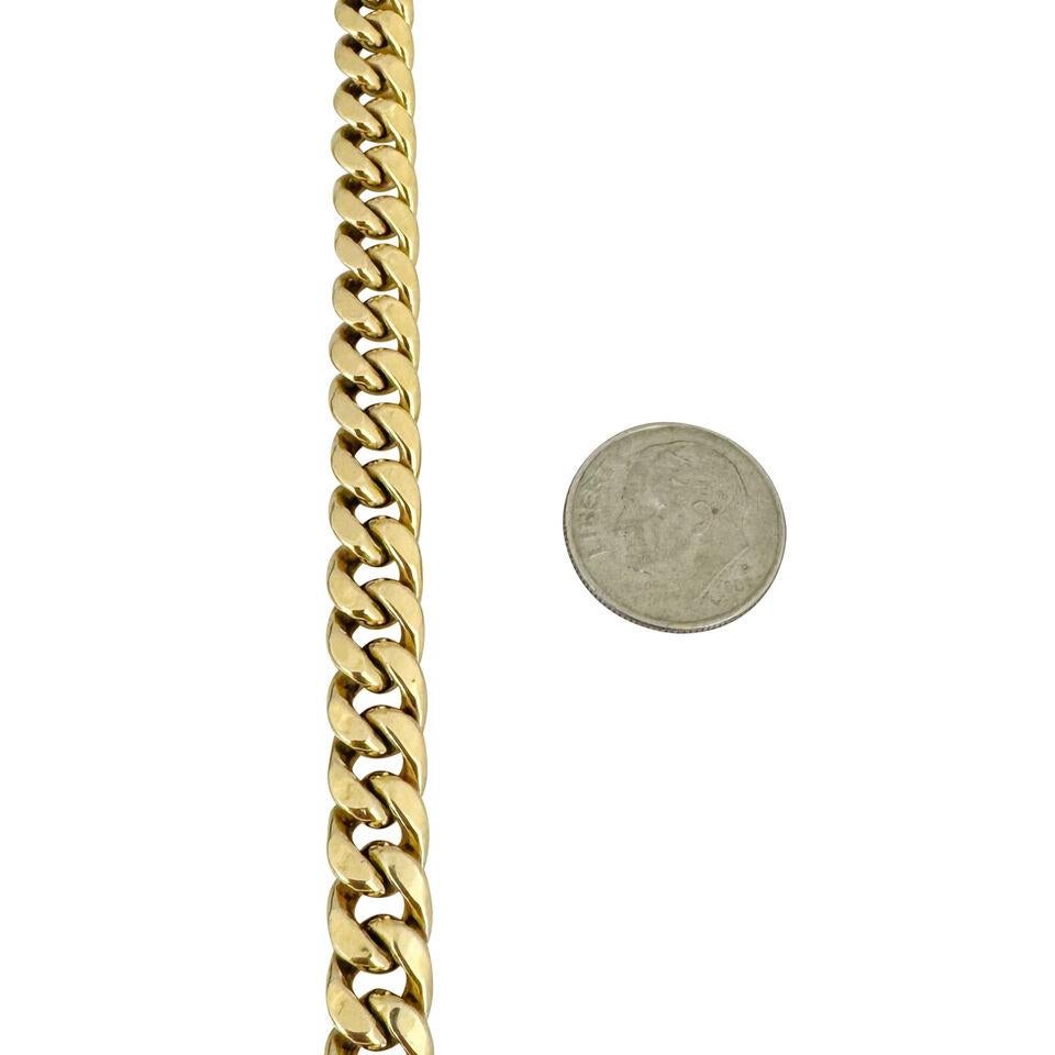 14 Karat Yellow Gold Hollow Men's Cuban Link Chain Necklace  For Sale 1