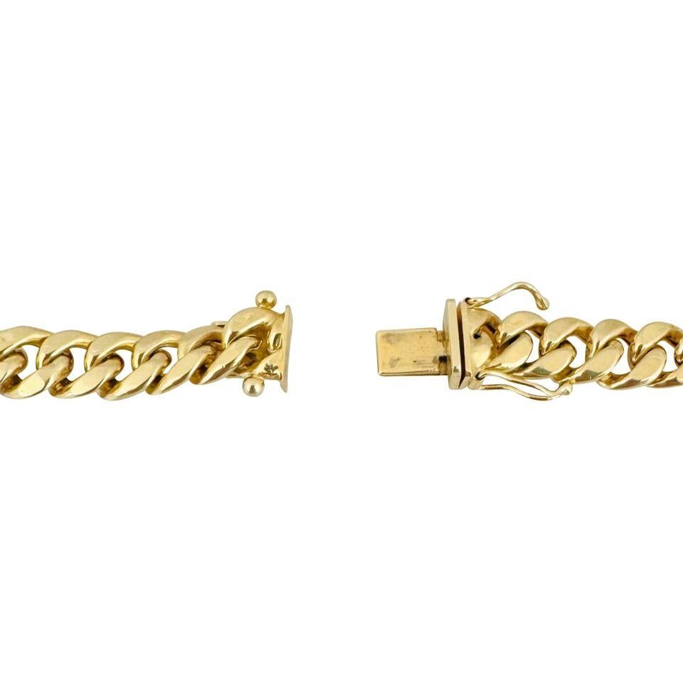 14 Karat Yellow Gold Hollow Men's Cuban Link Chain Necklace  For Sale 3