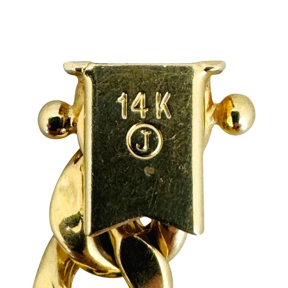 14 Karat Yellow Gold Hollow Men's Cuban Link Chain Necklace  For Sale 4