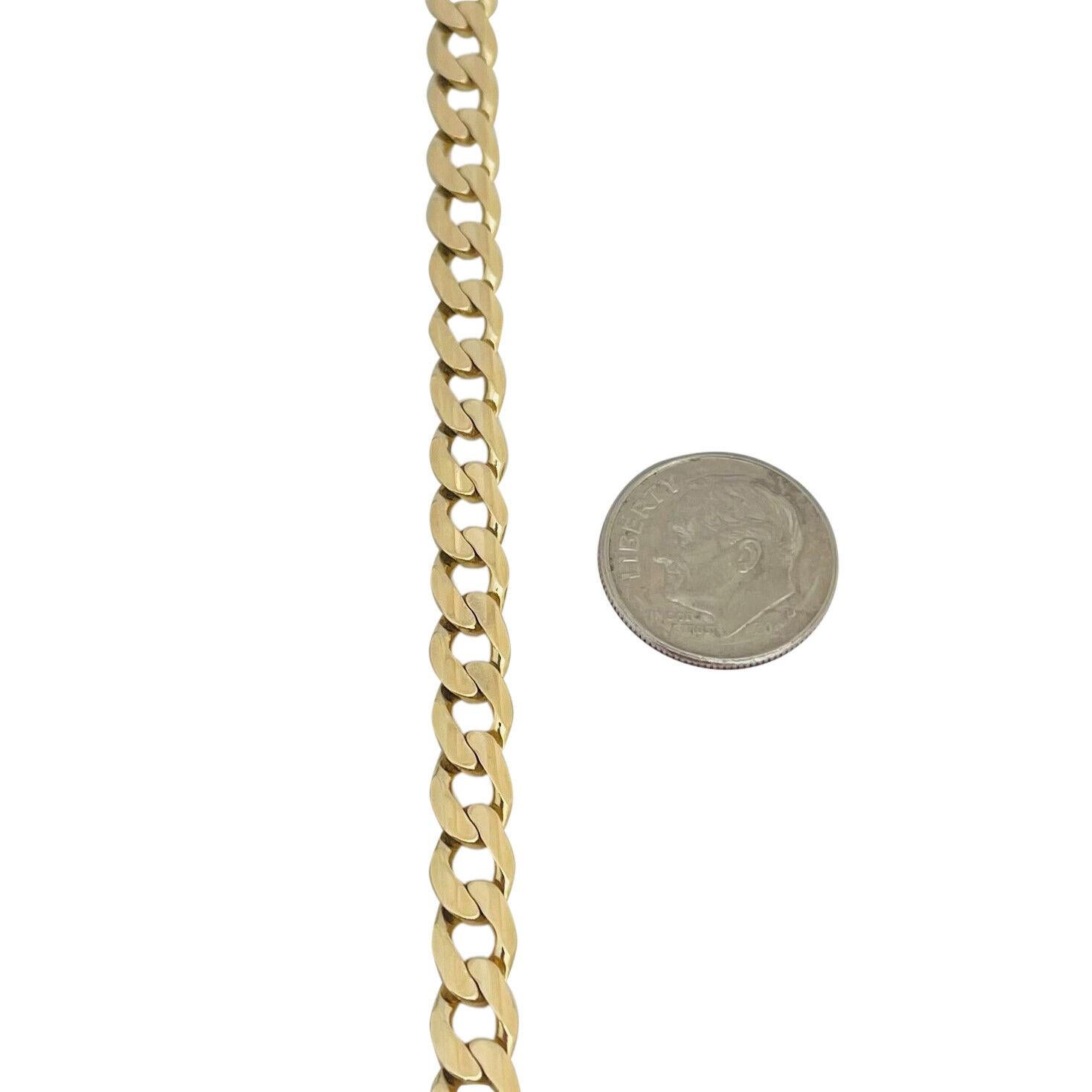 14 Karat Yellow Gold Hollow Men's Curb Link Bracelet  1
