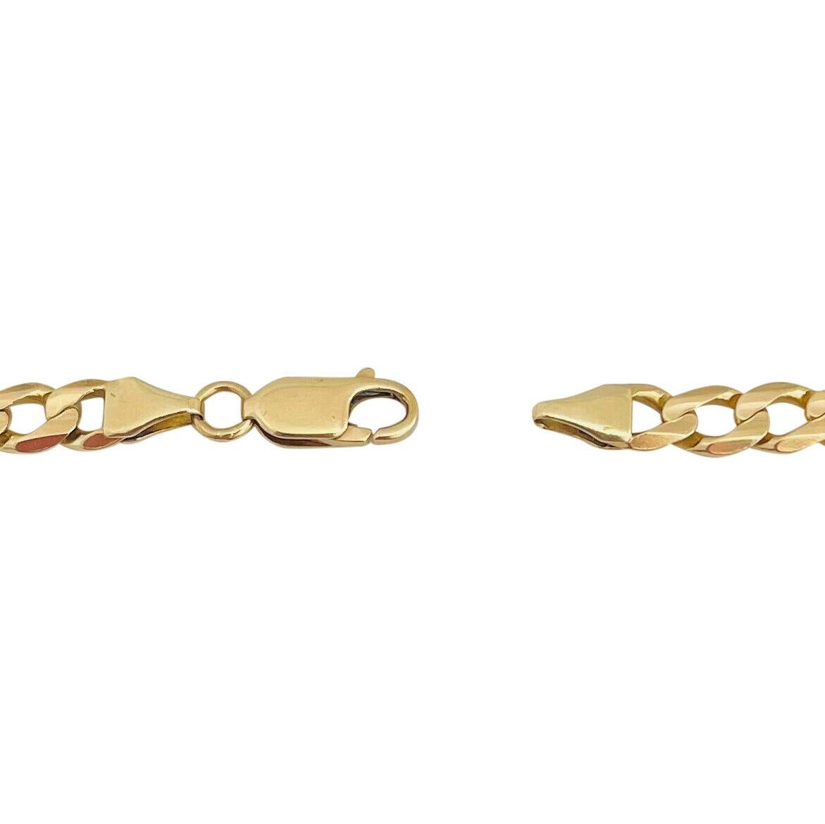 14 Karat Yellow Gold Hollow Men's Curb Link Bracelet  2