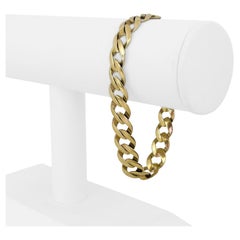 14 Karat Yellow Gold Hollow Men's Curb Link Bracelet