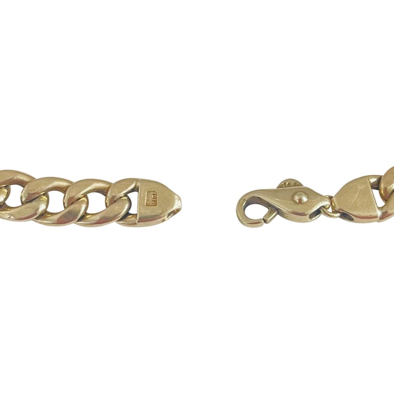 14 Karat Yellow Gold Hollow Men's Curb Link Bracelet, Italy 2