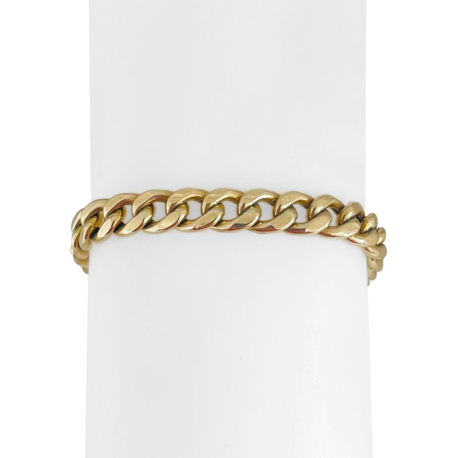 14 Karat Yellow Gold Hollow Men's Curb Link Bracelet, Italy 5