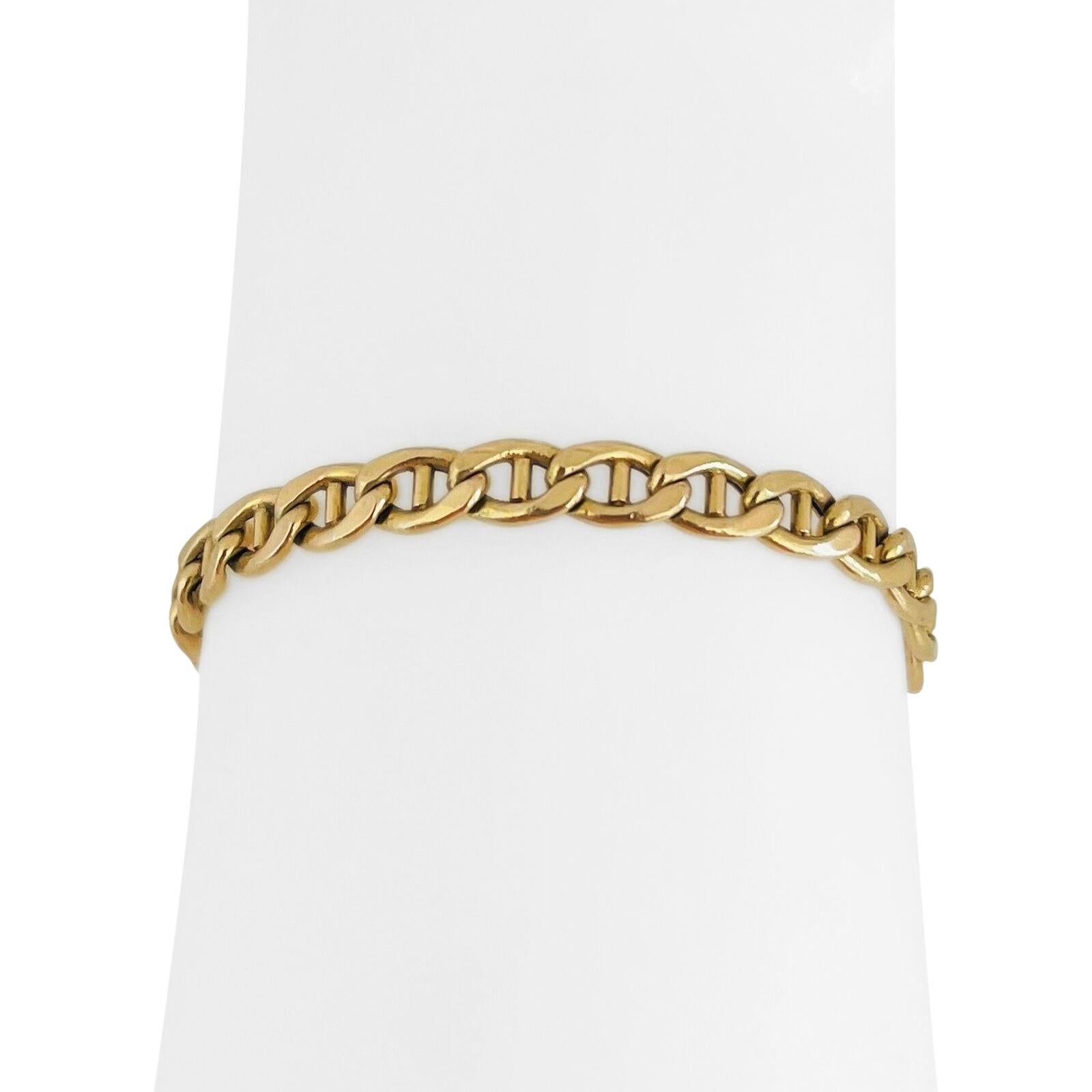 14 Karat Yellow Gold Hollow Men's Mariner Gucci Link Bracelet, Italy 1
