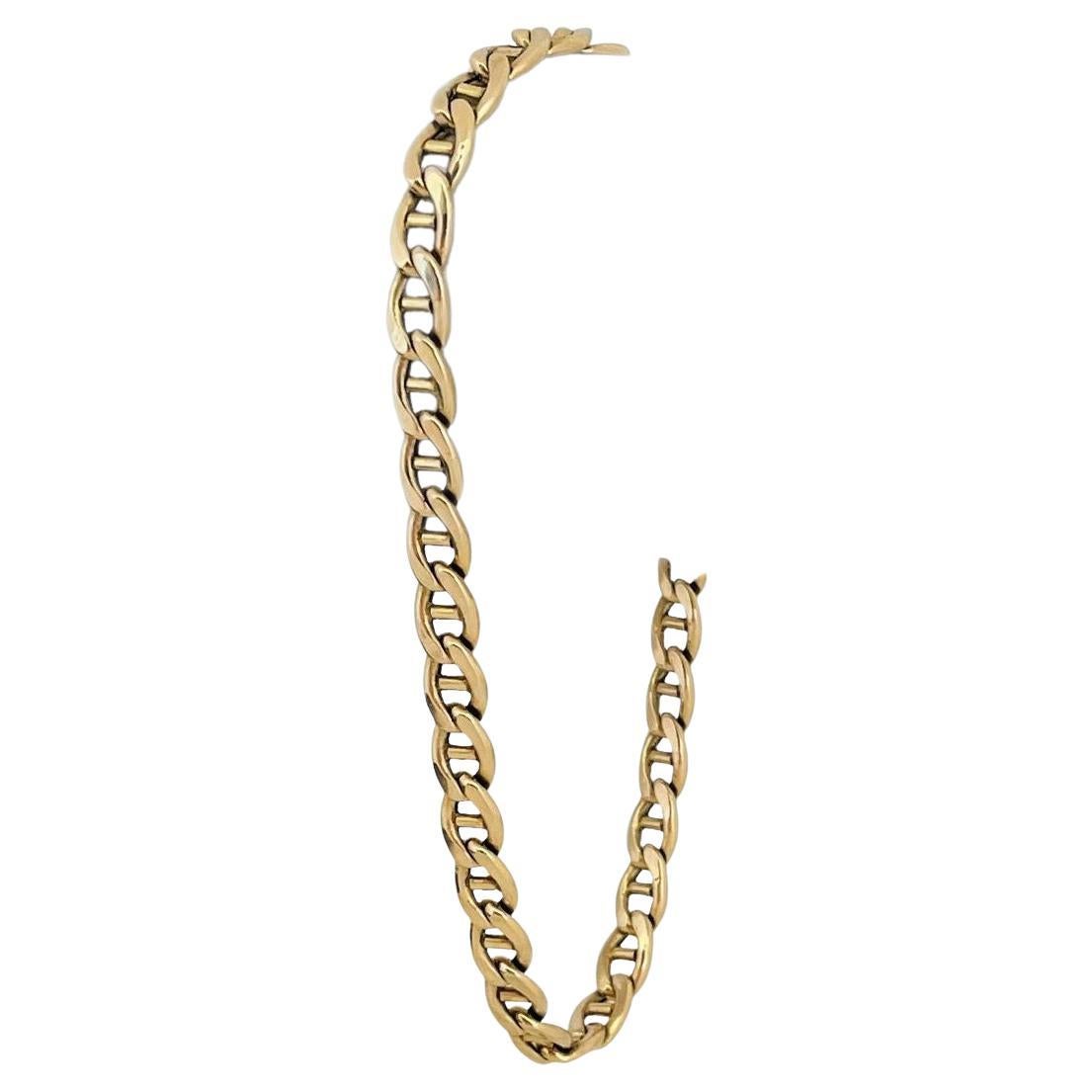 18 Karat Yellow Gold Italian Hollow Link Bracelet For Sale at 1stDibs