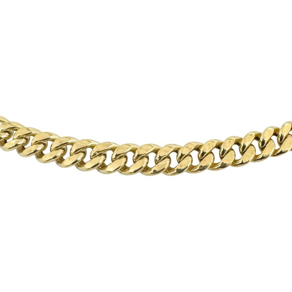14k Yellow Gold 29.8g Hollow Polished 7mm Cuban Link Chain Necklace 22