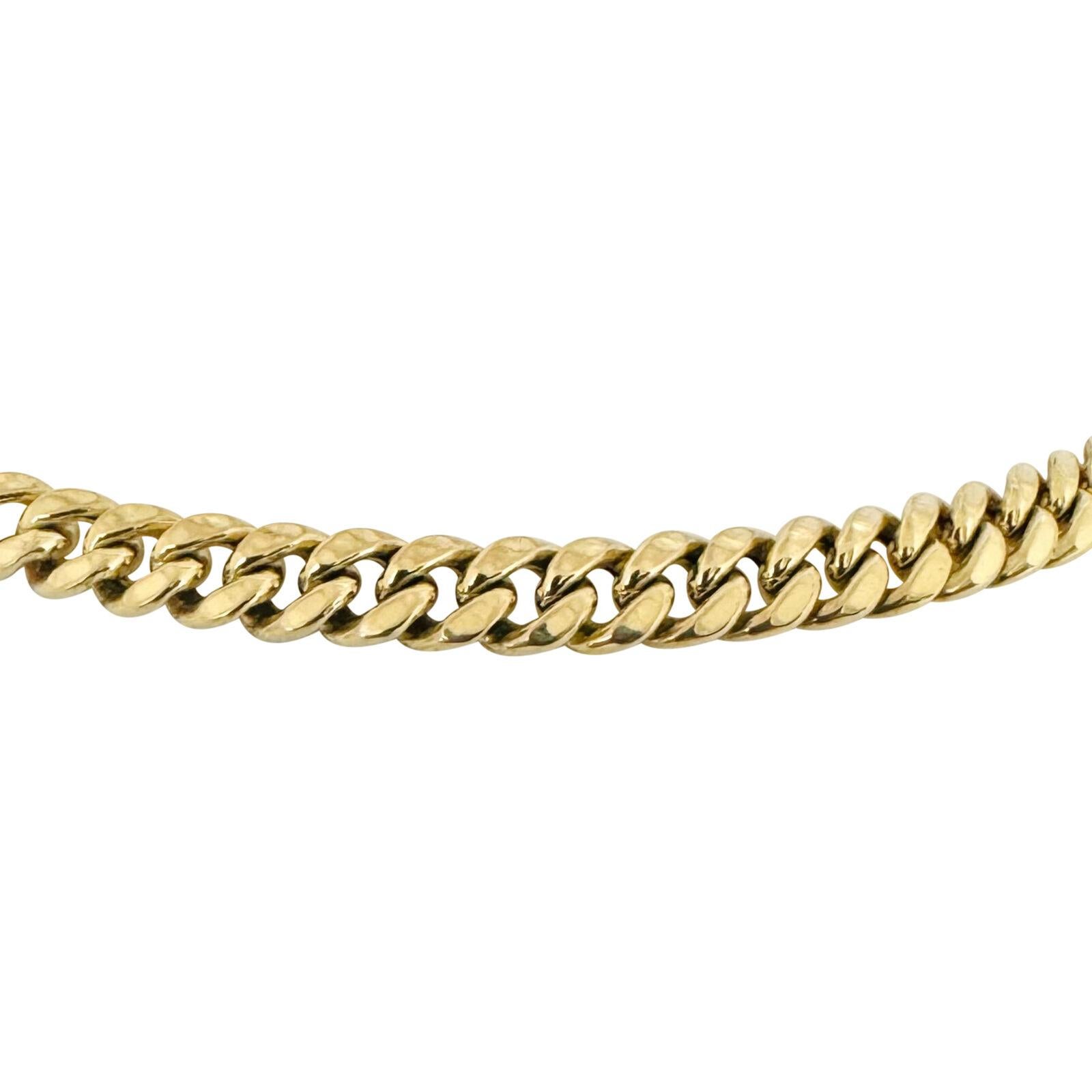 14 Karat Yellow Gold Hollow Polished Cuban Link Chain Necklace  In Good Condition In Guilford, CT