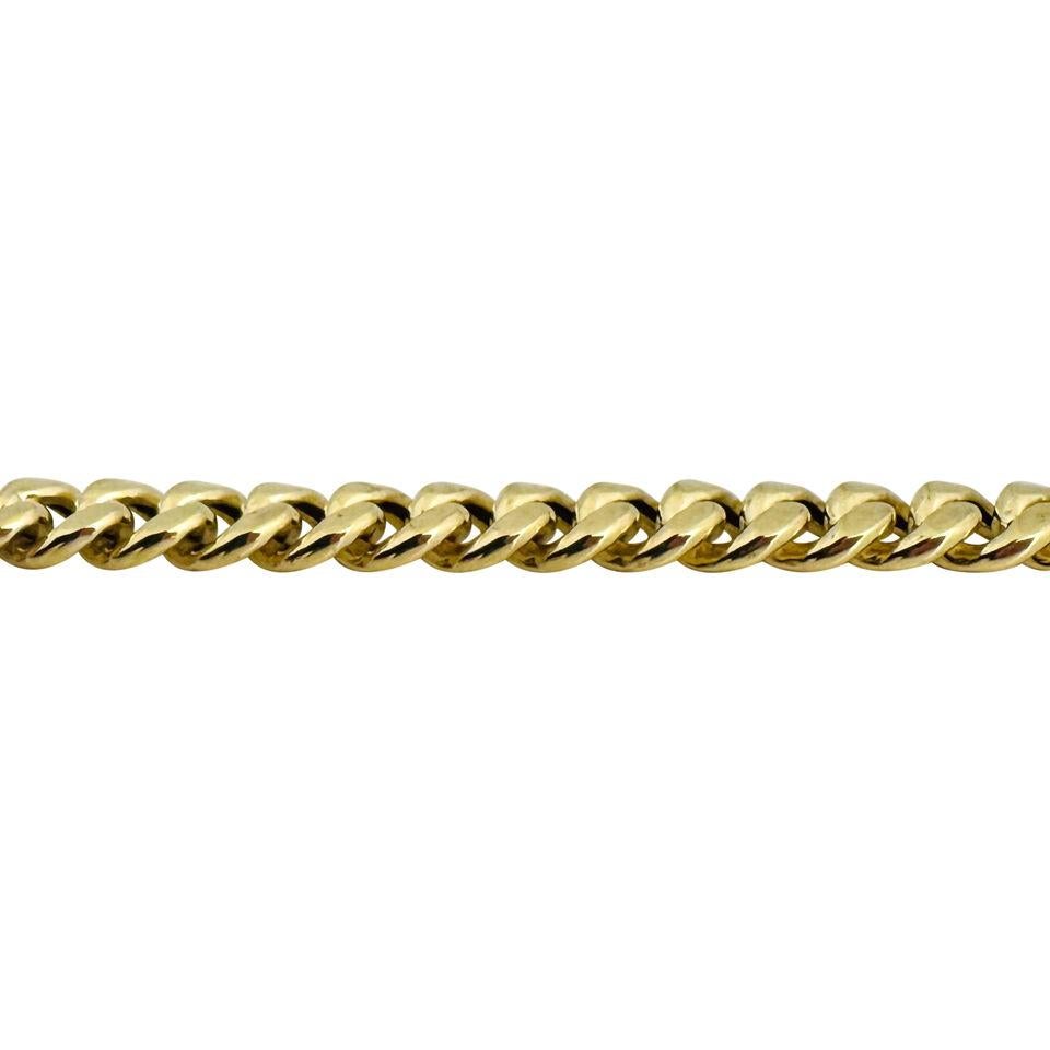 14 Karat Yellow Gold Hollow Polished Cuban Link Chain Necklace For Sale 1