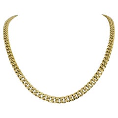 14 Karat Yellow Gold Hollow Polished Cuban Link Chain Necklace