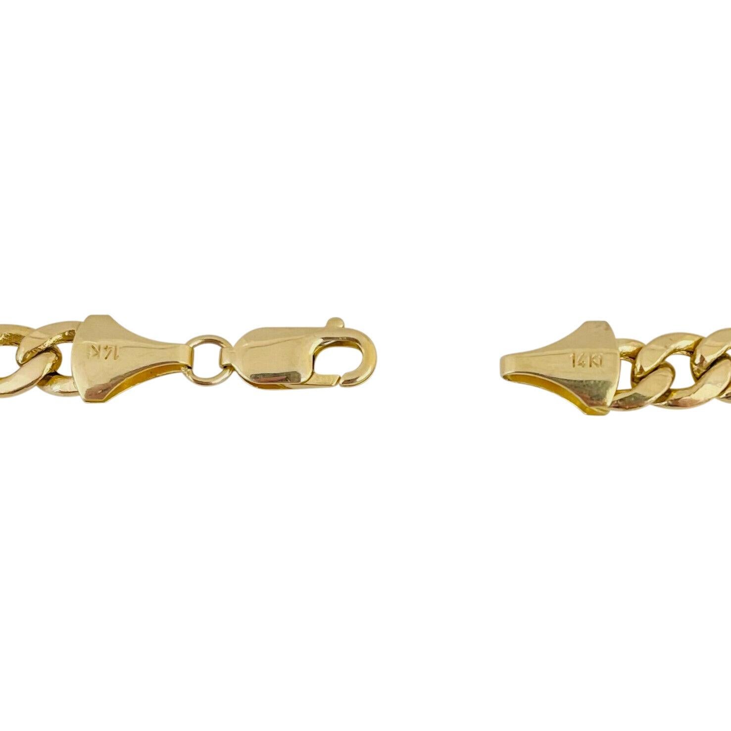 14 Karat Gelbgold Hohl Polished Curb Gliederkette 1