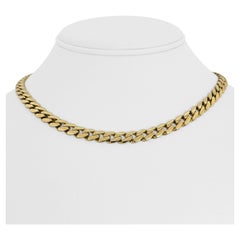 14 Karat Yellow Gold Hollow Polished Ladies Curb Link Chain Necklace