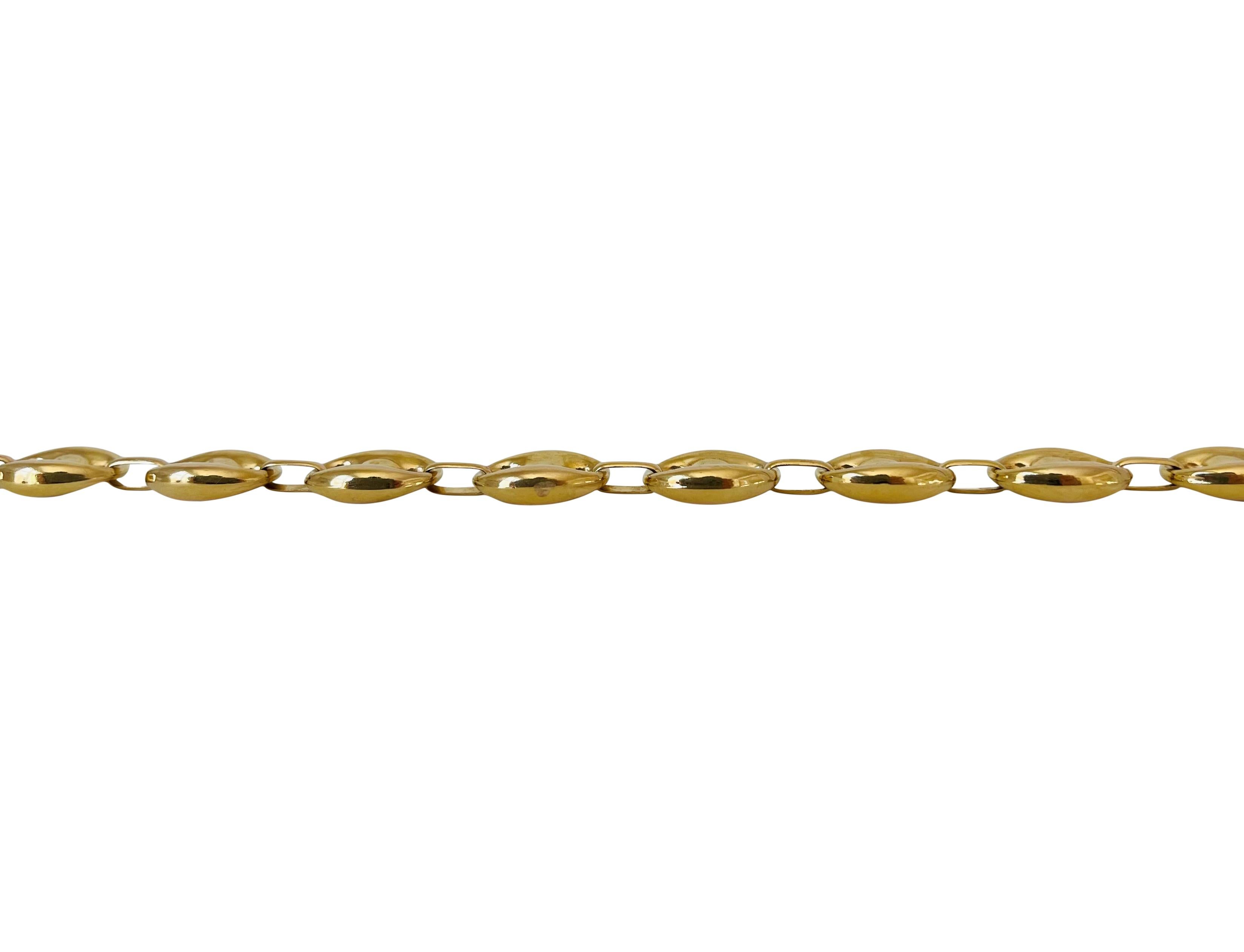Women's or Men's 14 Karat Yellow Gold Hollow Puffy Mariner Gucci Link Bracelet, Italy