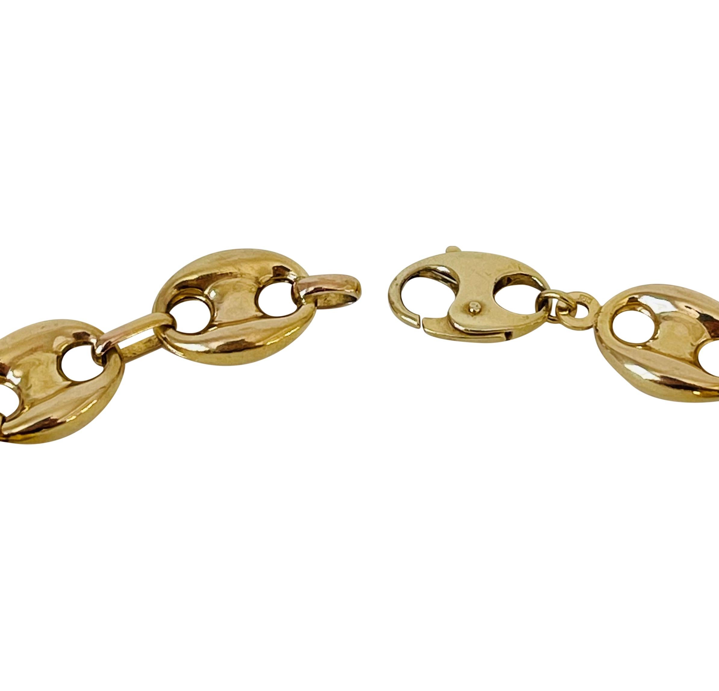 14 Karat Yellow Gold Hollow Puffy Mariner Gucci Link Bracelet, Italy 1