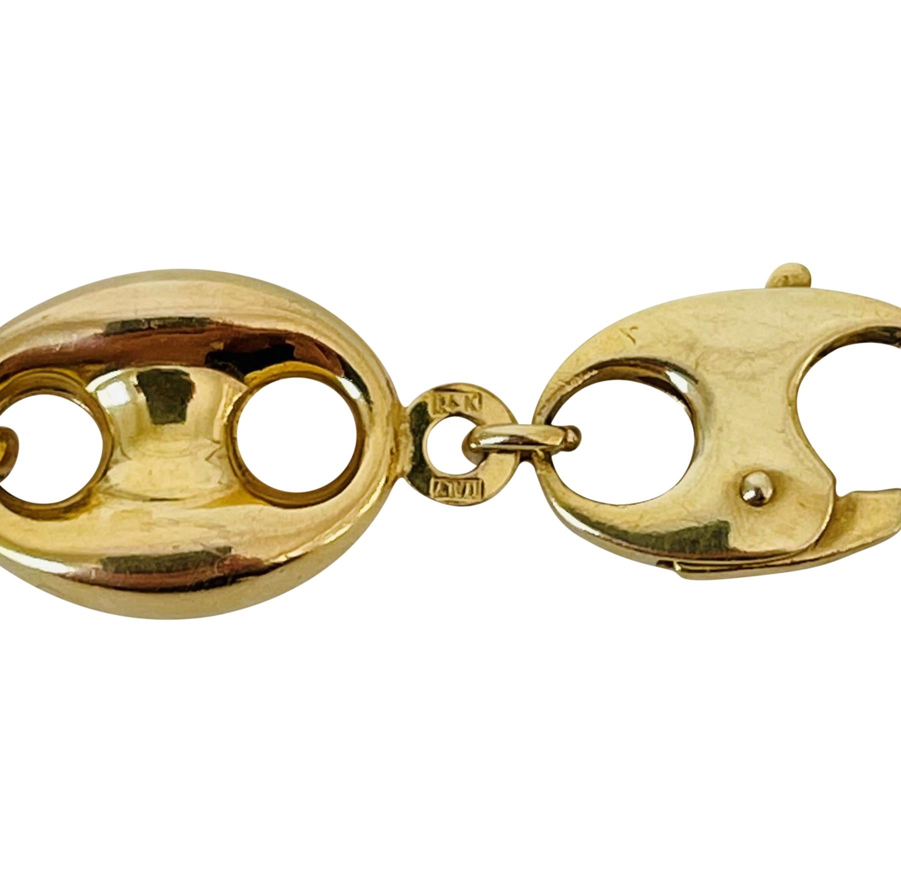 14 Karat Yellow Gold Hollow Puffy Mariner Gucci Link Bracelet, Italy 2