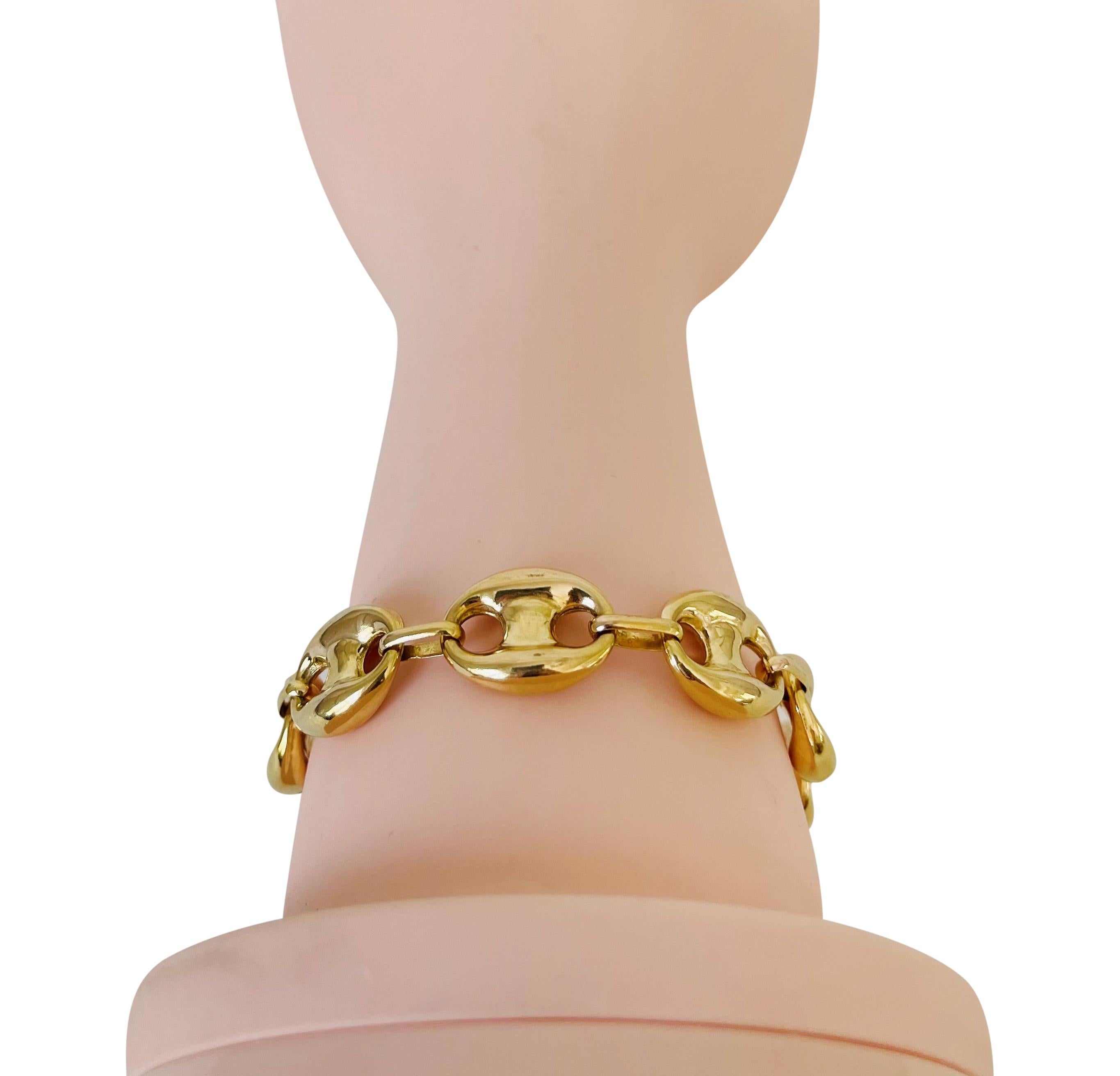 14 Karat Yellow Gold Hollow Puffy Mariner Gucci Link Bracelet, Italy 3