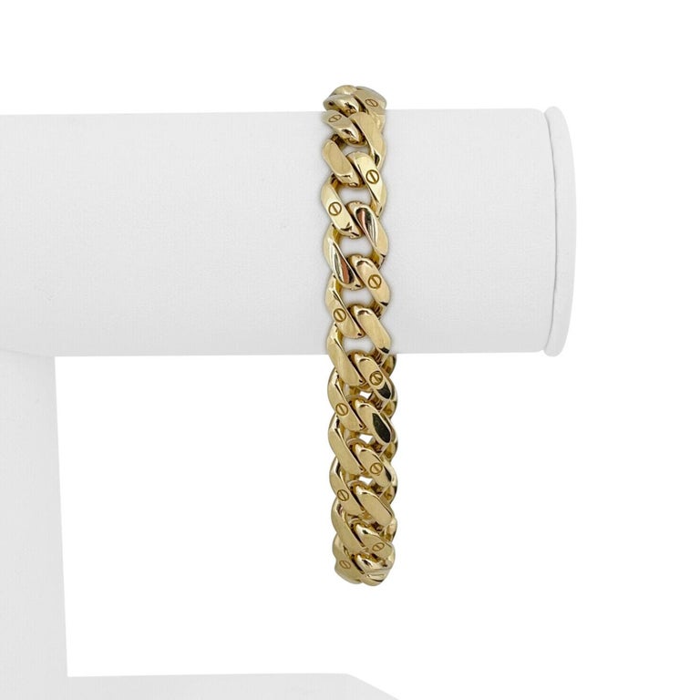 14 Karat Yellow Gold Hollow Screw Design Curb Link Bracelet For Sale at ...