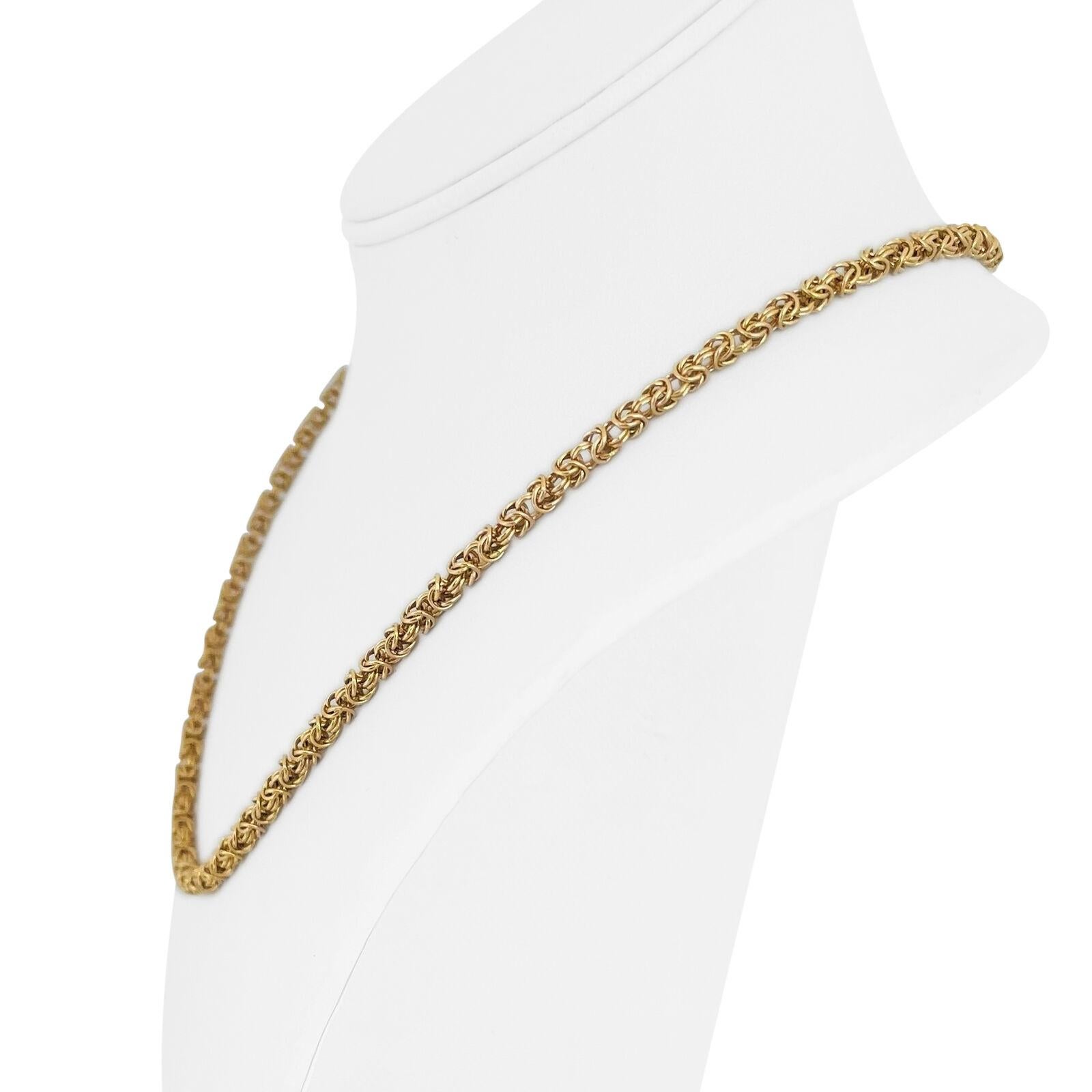 14k Gelbgold 9,9g hohl 3mm quadratische byzantinische Link Kette Halskette Italien 20