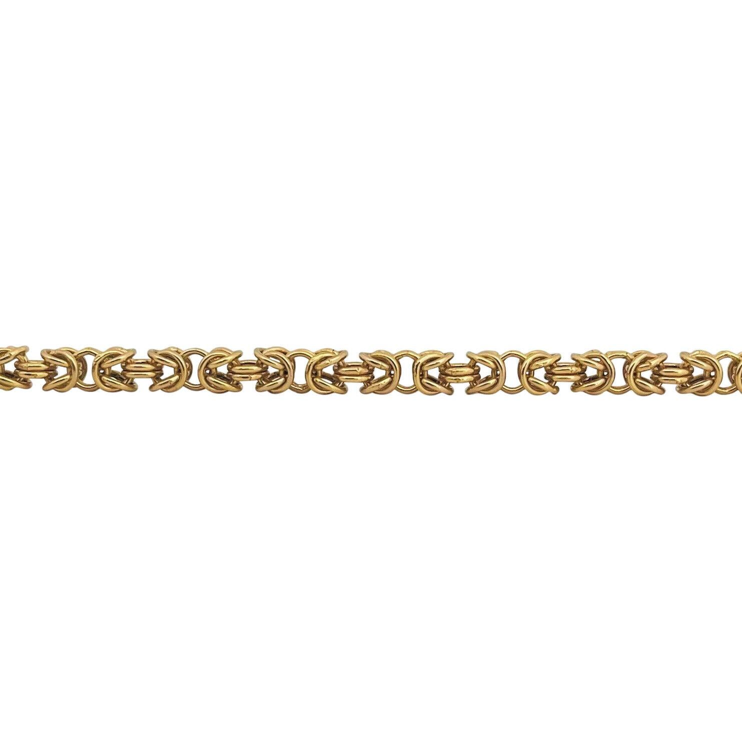 14 Karat Gelbgold Hohl Quadratische byzantinische Gliederkette Halskette Italien für Damen oder Herren